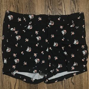 Torrid Black and White High Waist Floral Shorts